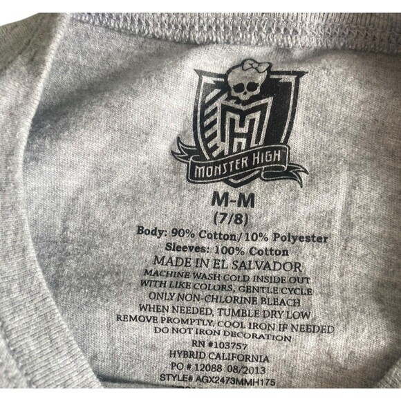 Monster High Girls Long Sleeve Layered Tee Size 7/8 Be Yourself Be Unique Shirt - Picture 4 of 5